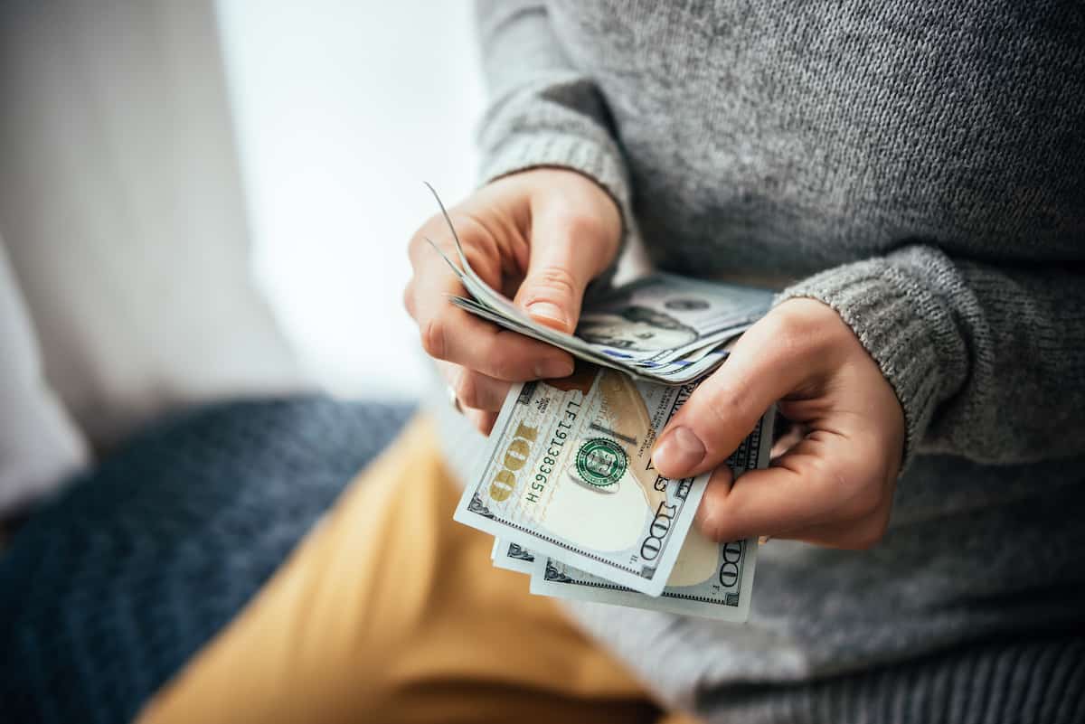 woman counting money