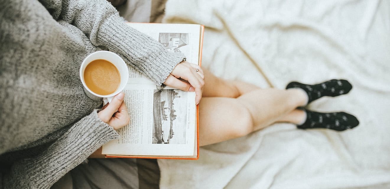 woman reading book