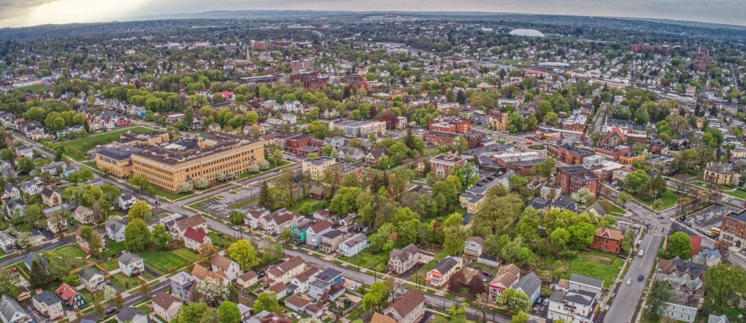 Aerial view of one of the cheapest places to live in New York