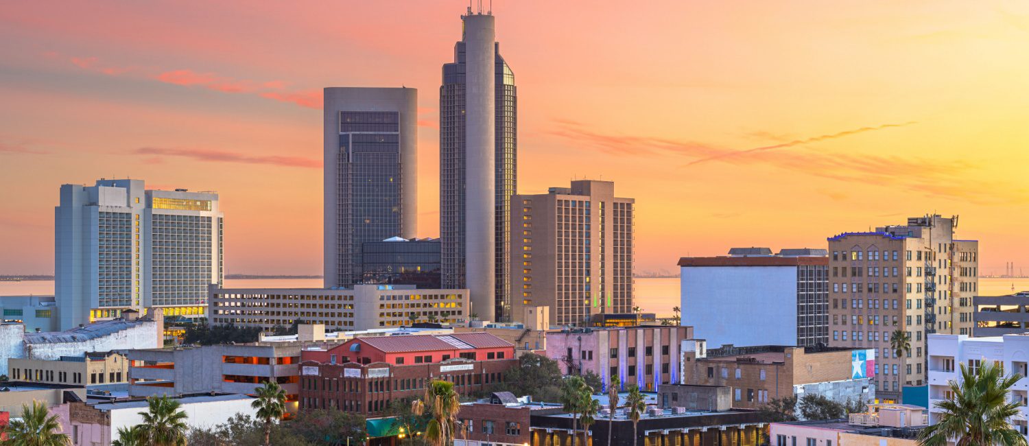 Corpus Christi skyline during a gorgeous sunset in Texas