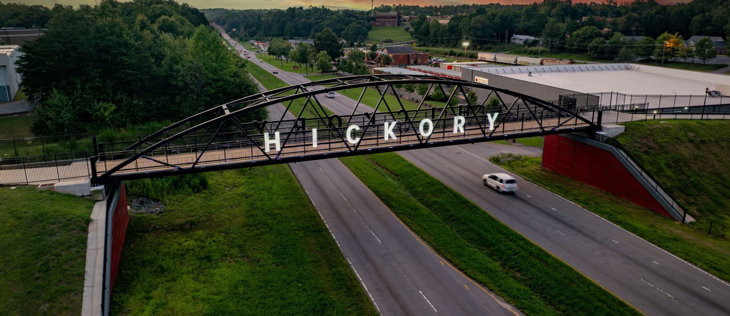 Walking bridge in Hickory, a North Carolina city full of pros and cons
