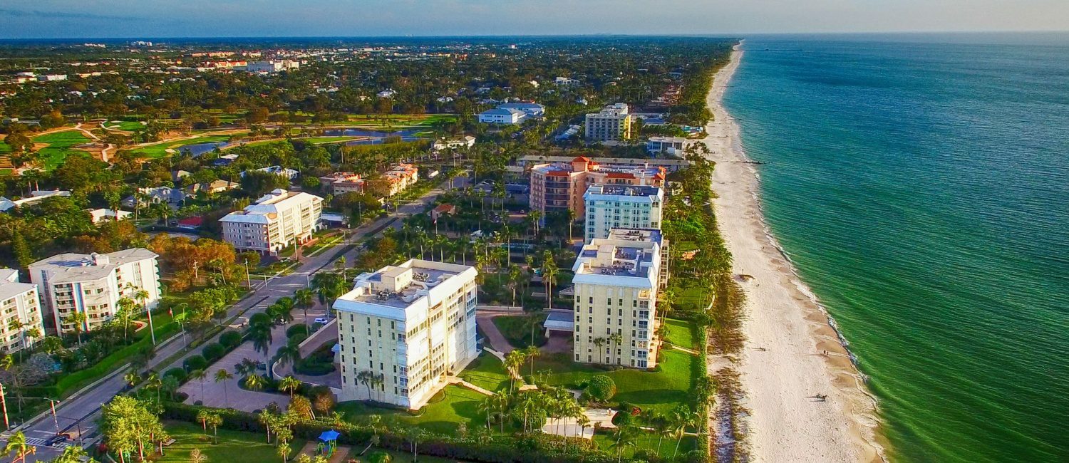 Drone view of the Naples, FL, shoreline