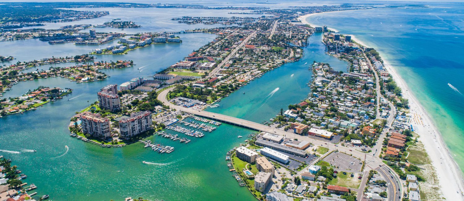 Drone view of beach homes outside of St. Cloud, a Florida city full of pros and cons