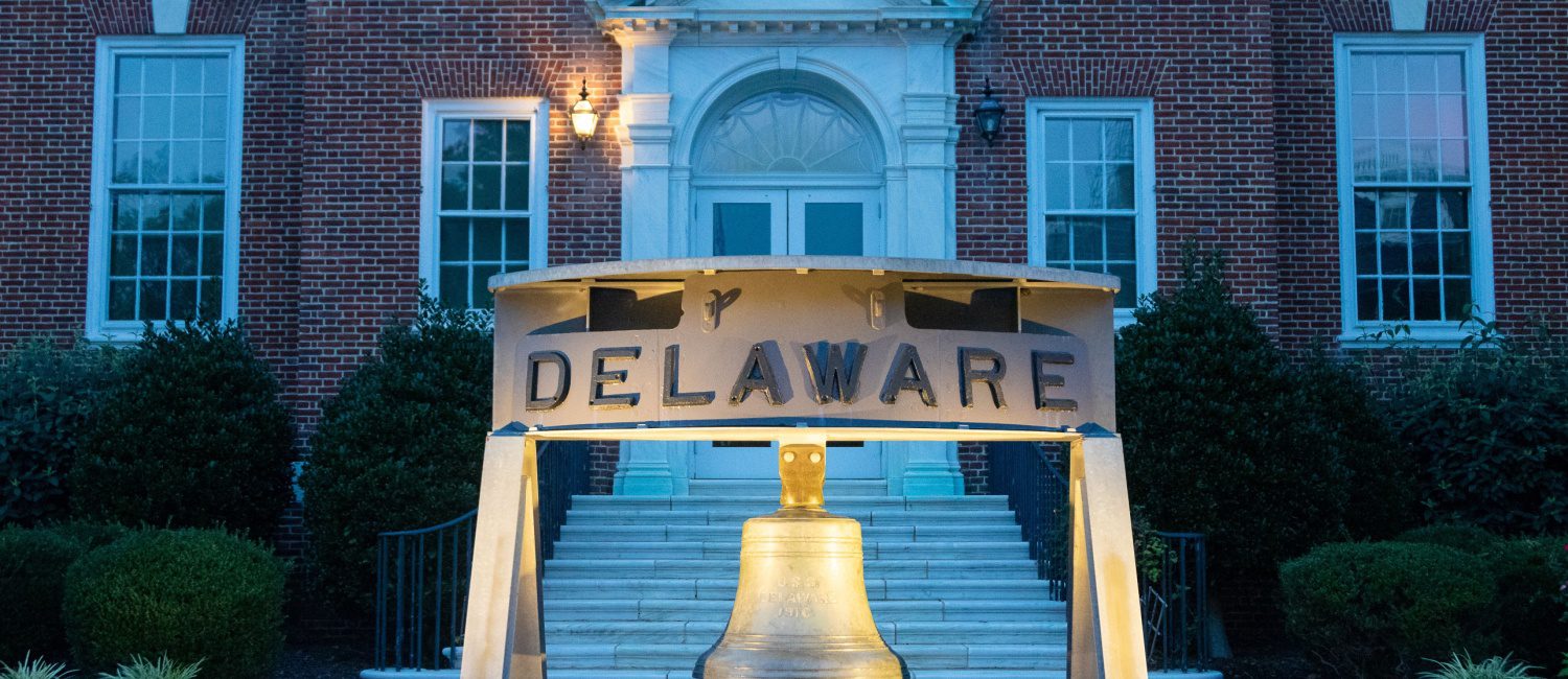 Delaware Bell in downtown Dover at night