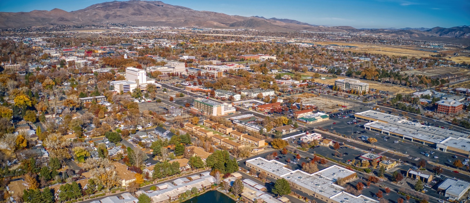 Drone view of a Nevada suburb full of rental homes